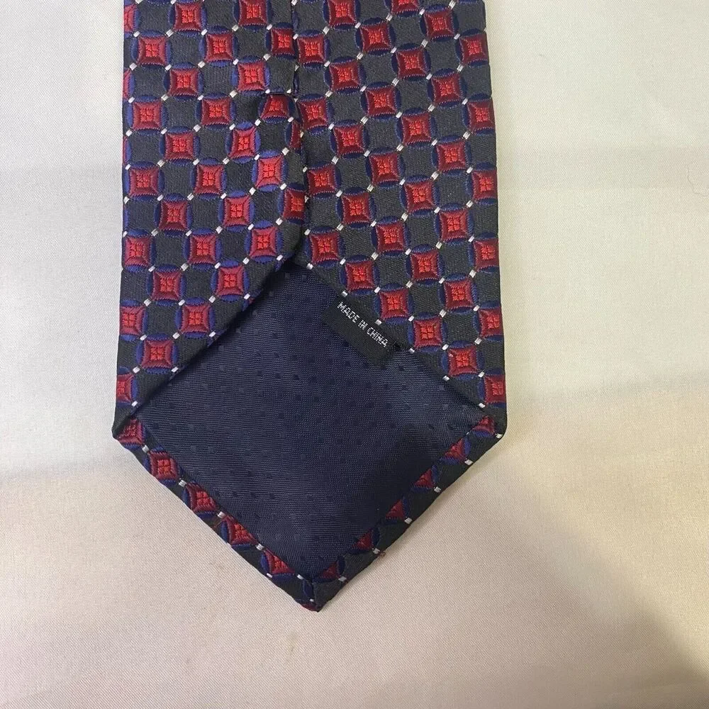 #6606 Clericci Red and Black Small Squares Mens Necktie, Tie